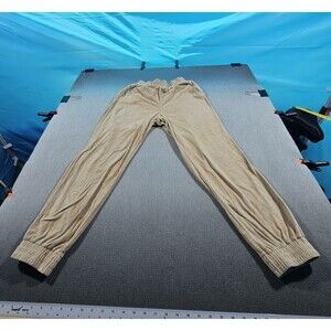 Simply Blessed Velour Jogger Pants Women’s L Beige 25" Inseam Elastic Waist